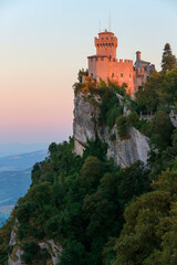 Late afternoon sunlight on the Fortress of Guaita - Mount Titano, San Marino