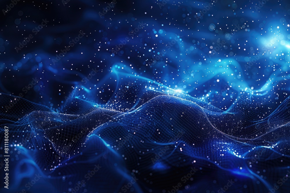Poster dark blue background with a wave and stars. suitable for various design projects