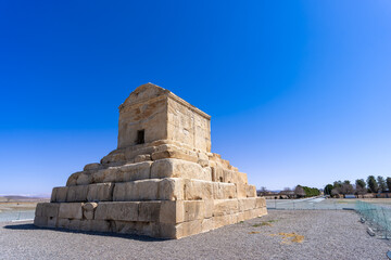 The majestic tomb of Cyrus the Great stands on the barren grounds. Witnesses to Persian history,...