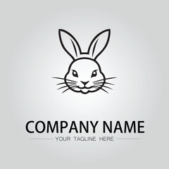 Rabbit silhouette company logo vector image on the white background