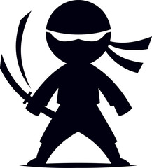 Silhouette of a ninja with a sword. Munimalist illustration with allusion to martial fights and action. © ALESSANDRO