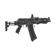 Silhouette Submachine gun military weapon black color only