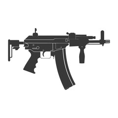 Silhouette Submachine gun military weapon black color only