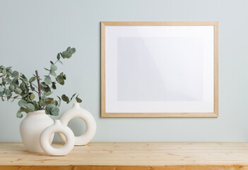 Blank picture frame template on a wall