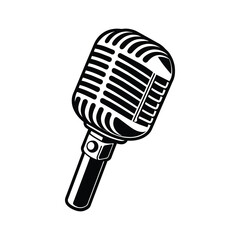 Linocut Microphone isolated on white background