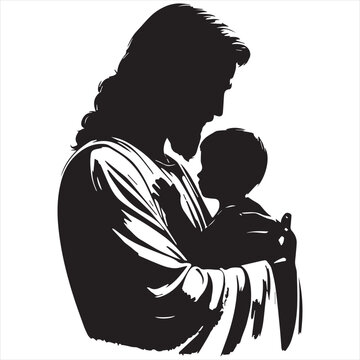 jesus holding child silhouette clip art preview