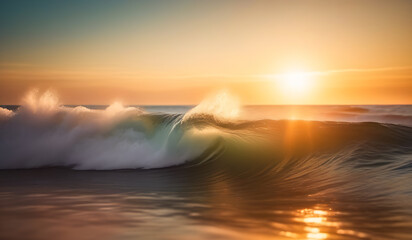 Stormy sea at sunset