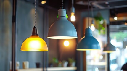 Obraz premium Simple chandelier with appealing colors in a cafe