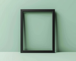 Chic matte black frames on a pastel green background stylish and modern frame mockup high-resolution and clear details