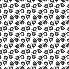 Hand drawn black and white vintage flower pattern.