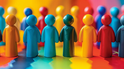 Figures of people of different colors, concept of teamwork, inclusive, diverse, different ethnicities in collaboration. Multicultural people.