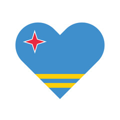 National flag of Aruba. Aruba Flag. Aruba Heart flag. 
