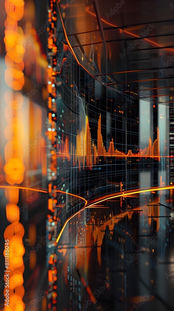 Poster dynamic digital financial analytics graph and data visualization