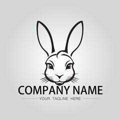 Rabbit silhouette company logo vector image on the white background