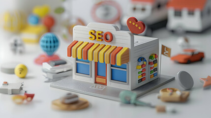 SEO Specialist Optimizing Online Store | 3D Business Illustration | Keywords, Backlinks, Content Quality | Isometric Scene