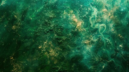 Aerial View of Meandering River Through Dense Jungle