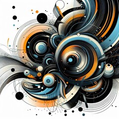 A striking abstract design illustration in high-definition 4K resolution, featuring a dominant black palette with a spectrum of vivid colors, ideal for diverse creative applications, Generative AI