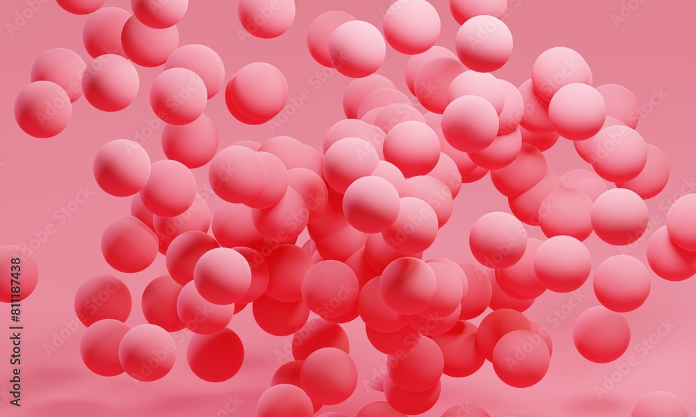 Aufkleber pink abstract background with flying bubbles. 3d rendering