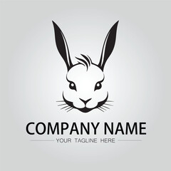Rabbit silhouette company logo vector image on the white background