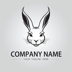 Rabbit silhouette company logo vector image on the white background