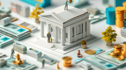 Wealth Manager Reviewing Investment Portfolio: Asset Reallocation for Diversification and Returns   3D Business Flat Illustration in Isometric Scene