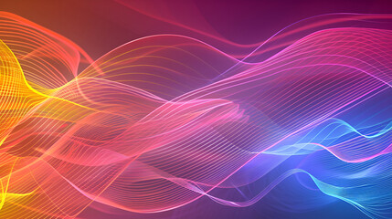 Obraz premium abstract colorful background with smooth wavy lines ,Abstract graphics. Colorful neon fabric, or sound wave, on a white background