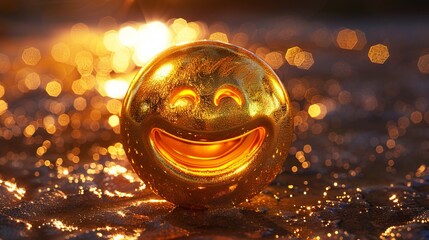 Golden smiley face on the water.