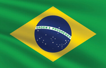 Fototapeta premium National flag of Brazil. Brazil Flag. Waving Brazil flag. 