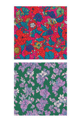 set of four patterns with flowers