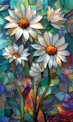 watercolor daisies pattern. ai generated