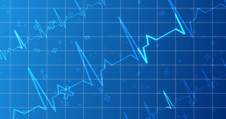 EKG ECG Cardiogram moving healthcare medical bg. Health innovation concept with hexagons biotechnology and chemistry molecules bg. Pharmacy DNA presentation infographic medicine drugs nurse aid.