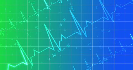 EKG ECG Cardiogram moving healthcare medical bg. Health innovation concept with hexagons biotechnology and chemistry molecules bg. Pharmacy DNA presentation infographic medicine drugs nurse aid.
