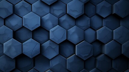 Naklejka premium Stylish abstract wall background with deep blue hexagons in a matte finish.