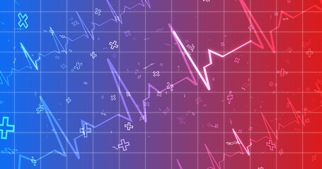 EKG ECG Cardiogram moving healthcare medical bg. Health innovation concept with hexagons biotechnology and chemistry molecules bg. Pharmacy DNA presentation infographic medicine drugs nurse aid.
