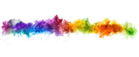 Explosion of colored powder, isolated on transparent background