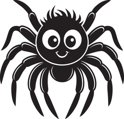 Spider - Black Silhouette on White Background, Vector Illustration