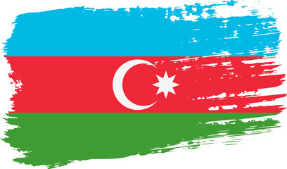 Azerbaijan flag, wide brush stroke on transparent background vector