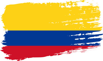 Colombia flag, wide brush stroke on transparent background vector