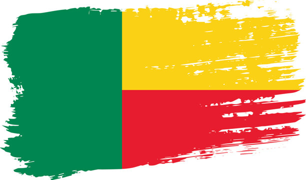 Benin flag, wide brush stroke on transparent background vector