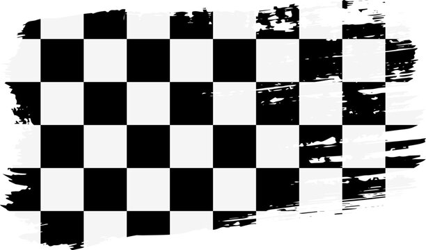 Checkered fabric cloth for finish flag, wide brush stroke on transparent background vector