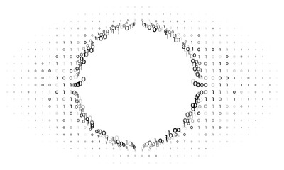 Vector binary code dark blue background. Big data and programming hacking, deep decryption and encryption, computer streaming numbers 1,0. Coding or Hacker concept.