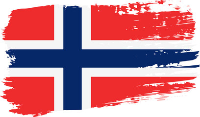 Norway flag, wide brush stroke on transparent background vector