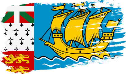 Saint Pierre and Miquelon flag, wide brush stroke on transparent background vector