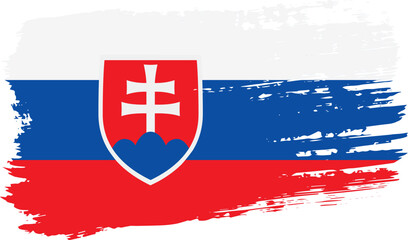 Slovakia flag, wide brush stroke on transparent background vector