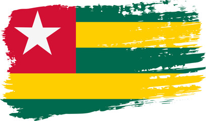 Togo flag, wide brush stroke on transparent background vector