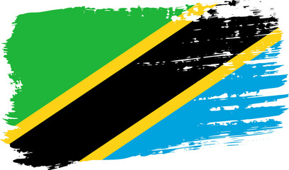 Tanzania flag, wide brush stroke on transparent background vector