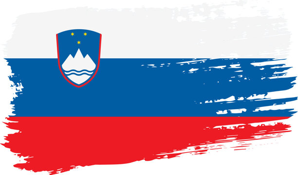 Slovenia flag, wide brush stroke on transparent background vector