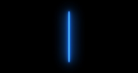 Single blue neon line light animated seamless loop.Technology background building asset fluorescent light rods nightclub retro style party bg. Psychedelic simple cyber tech shiny illuminated.