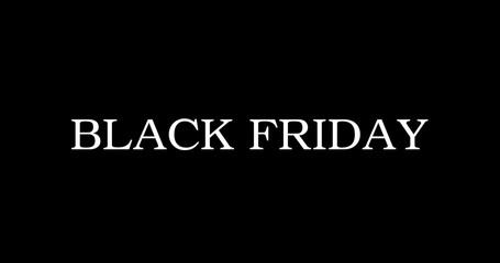 Black Friday text golden metallic typographic animation overlay asset. Announcement sale discount coupon tag deals offers savings and promotions Cyber Monday weekend sales discount ad banner.