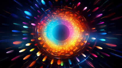 An illustration of a colorful wormhole. The wormhole is surrounded by bright, swirling colors.
